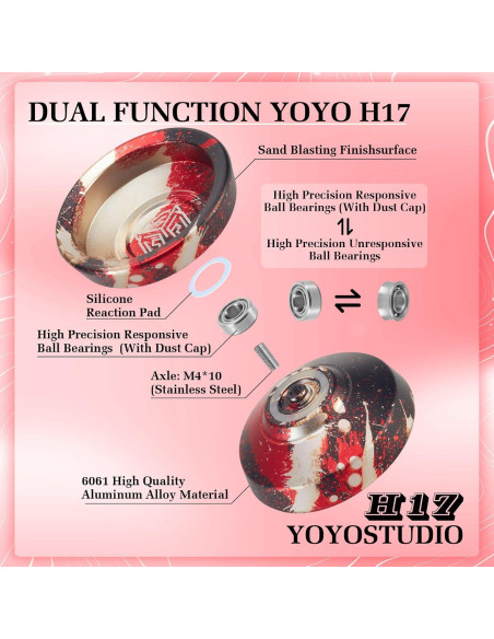 Yoyo Profesional YOYOSTUDIO Doble Función 5.08 cm Metal