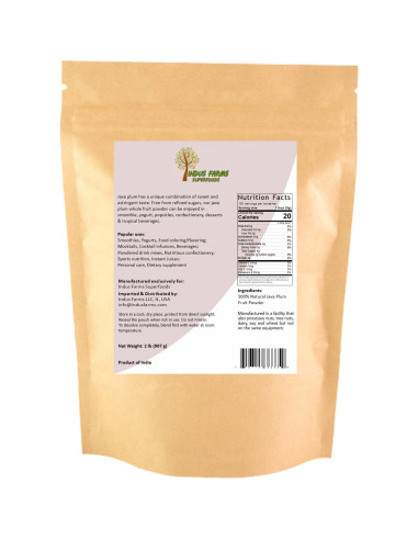 Polvo de Fruta Java Plum Indus Farms 0.91 kg - Sin OGM, Sin Gluten