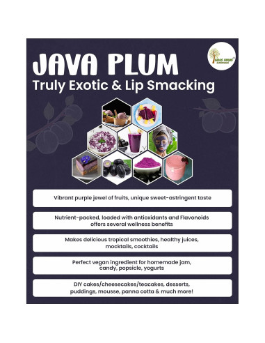 Polvo de Fruta Java Plum Indus Farms 0.91 kg - Sin OGM, Sin Gluten