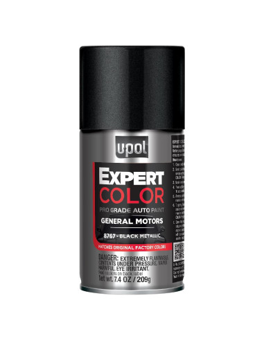 Pintura en Spray Automotriz U-POL Expert Color Negro Metálico 219ml