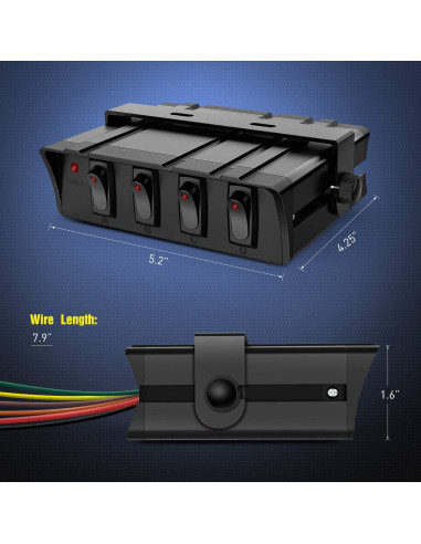 Caja de Interruptores Nilight 4 Gang 12V 20A para Vehículos