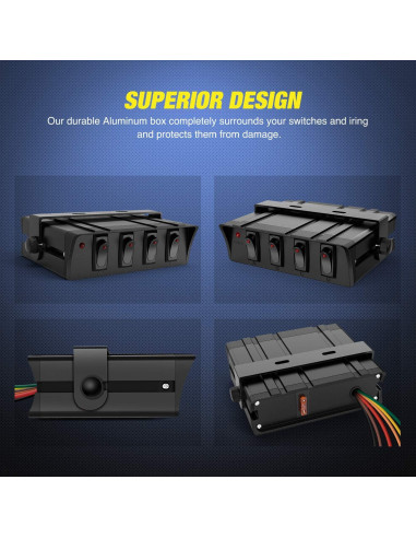 Caja de Interruptores Nilight 4 Gang 12V 20A para Vehículos