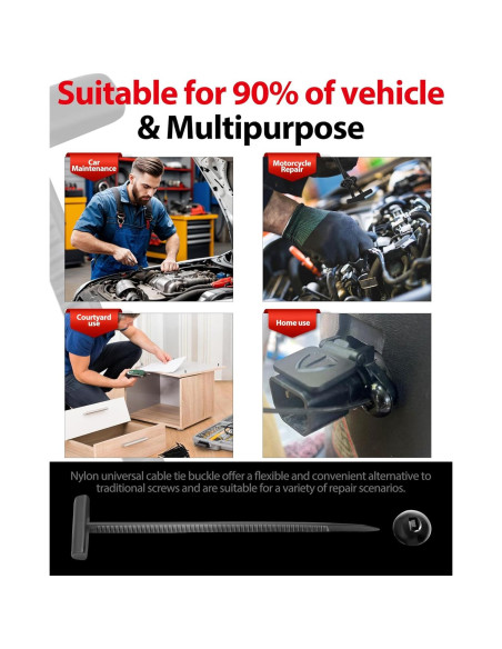 Clips de Nylon Multifuncionales Hovmvtee 100pcs - Hebilla T