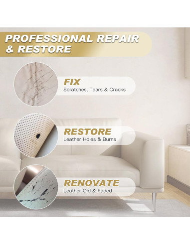 Kit de Reparación de Cuero SEISSO Gris 10 Piezas para Muebles