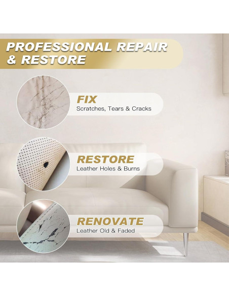 Kit de Reparación de Cuero SEISSO Gris 10 Piezas para Muebles