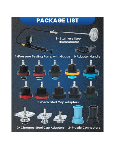 Kit de Probador de Presión de Refrigerante SIXIWANZI 18 Piezas