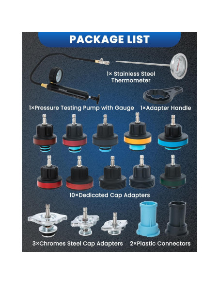 Kit de Probador de Presión de Refrigerante SIXIWANZI 18 Piezas