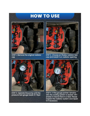 Kit de Probador de Presión de Refrigerante SIXIWANZI 18 Piezas