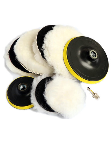 Kit de Pulido 9PCS Hiqalty - Almohadillas de Lana 10cm y 15cm