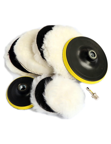 Kit de Pulido 9PCS Hiqalty - Almohadillas de Lana 10cm y 15cm