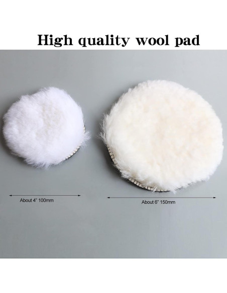 Kit de Pulido 9PCS Hiqalty - Almohadillas de Lana 10cm y 15cm