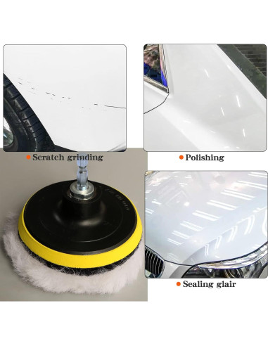 Kit de Pulido 9PCS Hiqalty - Almohadillas de Lana 10cm y 15cm