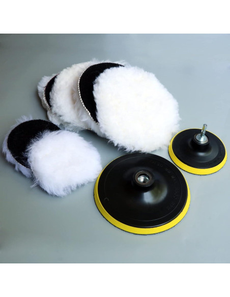 Kit de Pulido 9PCS Hiqalty - Almohadillas de Lana 10cm y 15cm