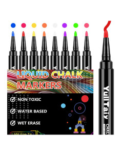 Marcadores de Tiza Líquida YullTaiy Set de 8 Colores 1mm