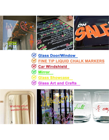 Marcadores de Tiza Líquida YullTaiy Set de 8 Colores 1mm