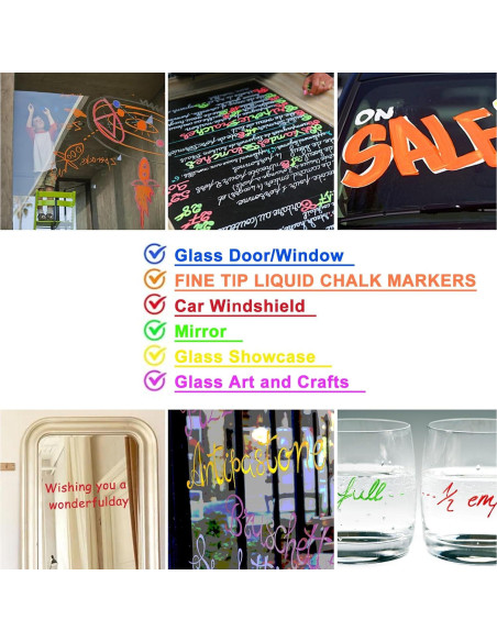 Marcadores de Tiza Líquida YullTaiy Set de 8 Colores 1mm