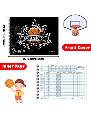 Libro de Puntuación de Baloncesto Gisgfim - 4 Libros 35 Juegos