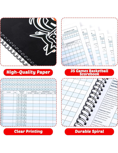 Libro de Puntuación de Baloncesto Gisgfim - 4 Libros 35 Juegos