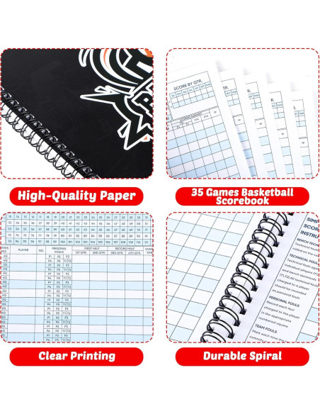 Libro de Puntuación de Baloncesto Gisgfim - 4 Libros 35 Juegos
