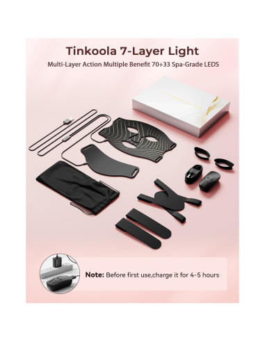 Máscara de Luz LED Tinkoola para Cara y Cuello - Negro