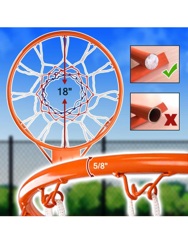 Aro de Baloncesto Dripex 18" Montaje en Pared Acero Resistente