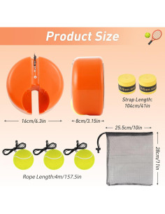 Set Rebotador de Tenis Telescópico CHEGIF con 3 Pelotas - Naranja 2