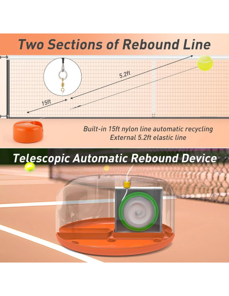 Set Rebotador de Tenis Telescópico CHEGIF con 3 Pelotas - Naranja