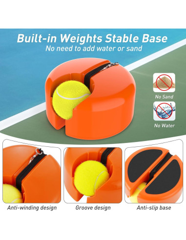 Set Rebotador de Tenis Telescópico CHEGIF con 3 Pelotas - Naranja