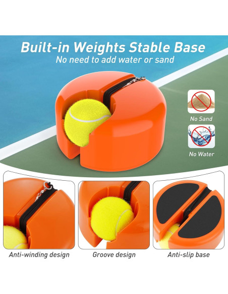 Set Rebotador de Tenis Telescópico CHEGIF con 3 Pelotas - Naranja