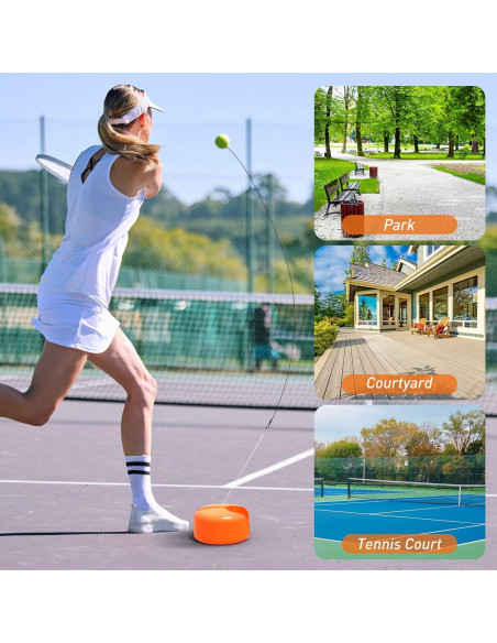 Set Rebotador de Tenis Telescópico CHEGIF con 3 Pelotas - Naranja