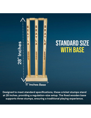 Postes de Cricket Bratla con Base de Madera Multi-Superficie