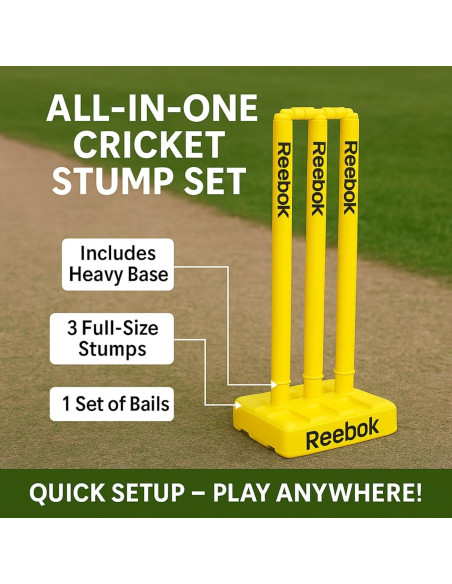 Conjunto de Estacas de Cricket Reebok 001 con Base Pesada y Bails