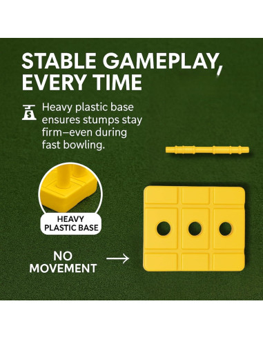 Conjunto de Estacas de Cricket Reebok 001 con Base Pesada y Bails