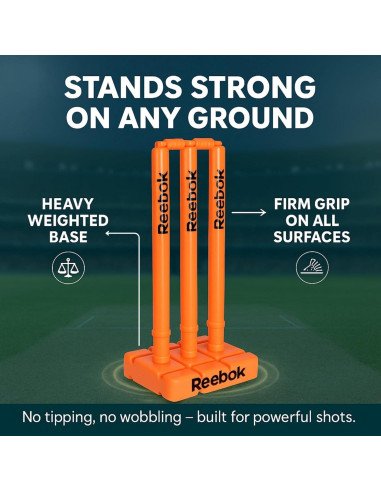 Conjunto de Estacas de Cricket Reebok 001 con Base Pesada y Bails