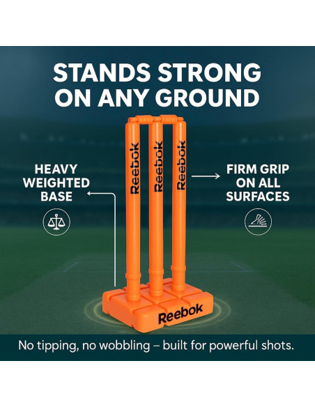 Conjunto de Estacas de Cricket Reebok 001 con Base Pesada y Bails