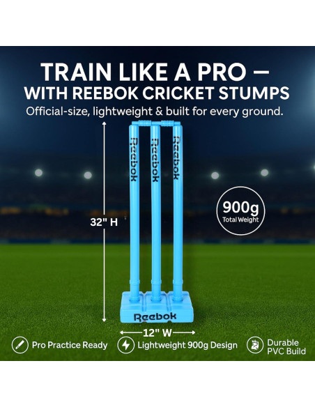 Conjunto de Estacas de Cricket Reebok 001 con Base Pesada y Bails