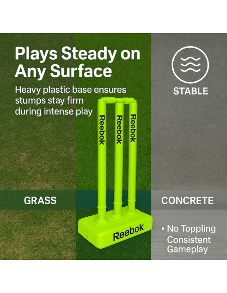 Conjunto de Estacas de Cricket Reebok 001 con Base Pesada y Bails