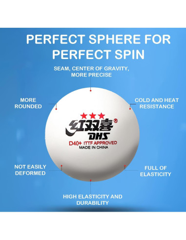 Pelotas de Tenis de Mesa Doble Felicidad DHS 3 Estrellas 10 Pcs