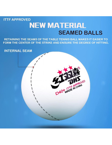 Pelotas de Tenis de Mesa Doble Felicidad DHS 3 Estrellas 10 Pcs