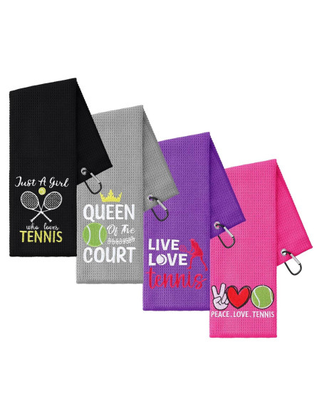 Toallas de Tenis Bordadas VitalCozy - 4 Piezas Microfibra 40x60cm