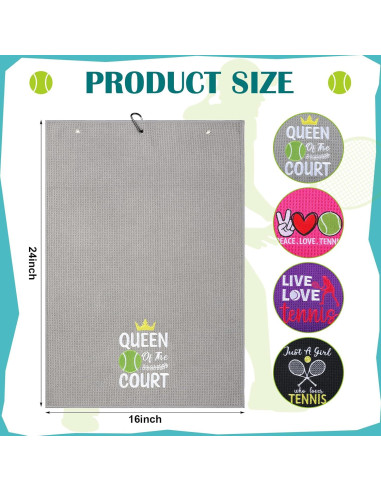 Toallas de Tenis Bordadas VitalCozy - 4 Piezas Microfibra 40x60cm