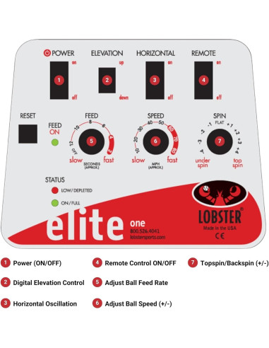 Lanzador de Pelotas de Tenis Lobster Sports Elite One - Portátil, Control de Spin, Velocidad Ajustable hasta 128.7 KMH