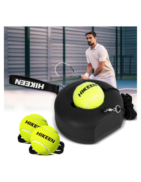 Entrenador de Tenis Rebotador Hikeen con Base de Metal y 3 Pelotas