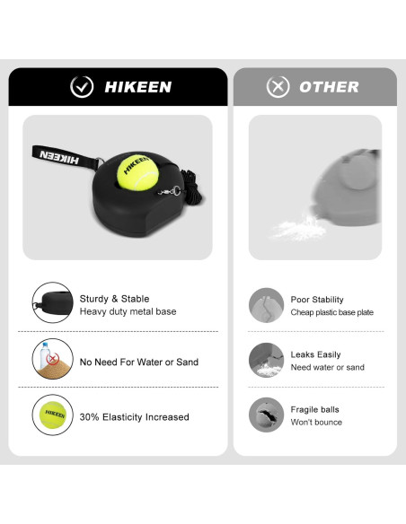 Entrenador de Tenis Rebotador Hikeen con Base de Metal y 3 Pelotas