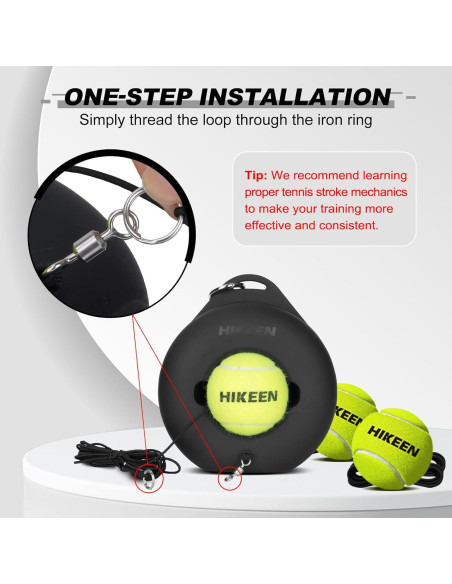 Entrenador de Tenis Rebotador Hikeen con Base de Metal y 3 Pelotas