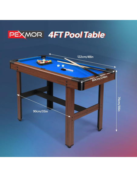 Mesa de Billar PEXMOR 121.9 cm para Niños y Adultos