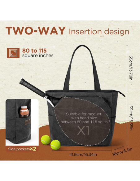 Bolsa de Tenis SMRITI Grande Negra para Raquetas y Accesorios