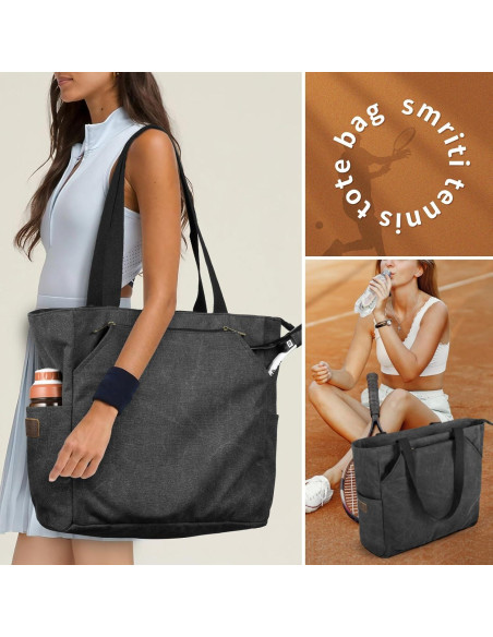 Bolsa de Tenis SMRITI Grande Negra para Raquetas y Accesorios