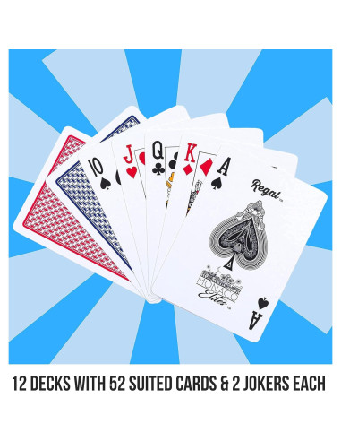 Juego de 12 Barajas de Póker Regal Games Elite Monaco 100% Plástico