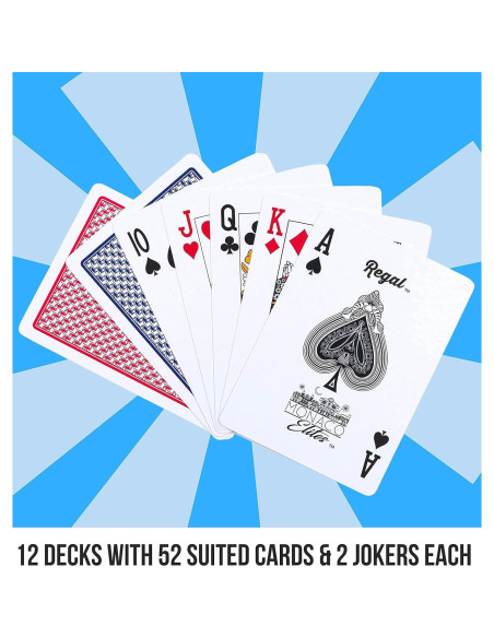 Juego de 12 Barajas de Póker Regal Games Elite Monaco 100% Plástico